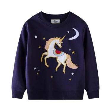 Imagem de Camisetas De Manga Comprida Com Estampa De Unicórnio Para Meninas, Rou