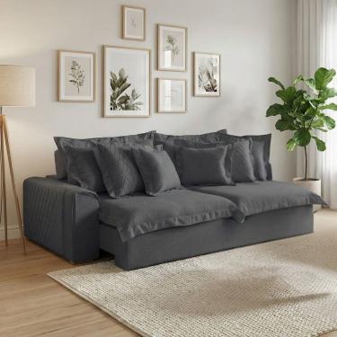 Imagem de Sofá Retrátil e Reclinável 4 Lugares 290cm Veludo Zeus Grafite