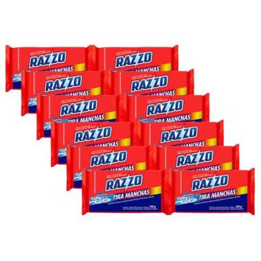 Imagem de 12 Tira Manchas Razzo Roupas Coloridas Delicadas Barra 150g