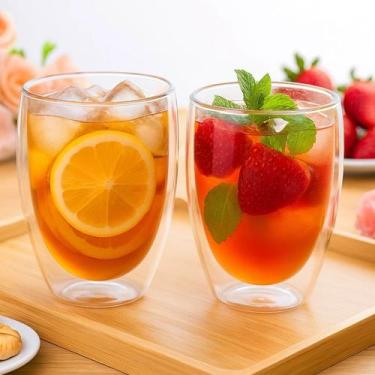Imagem de Conjunto 2 Copos Dupla Parede Vidro Térmico Servir Café Chá Drinks Beb