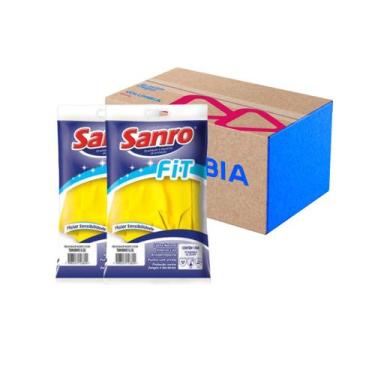 Imagem de Kit 10 Pares Luva de Látex Fit Amarela CA 50694 Sanro -, M