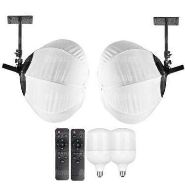 Imagem de Kit 2 Softbox Lanterna Balão Chines Greika 65cm Com Lampada + Suporte 