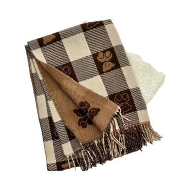 Imagem de Cachecol Feminino De Luxo Para Inverno Em Caxemira Com Borlas Longas, 