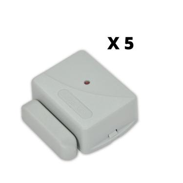 Imagem de Kit 5 Sensores Magnéticos sem Fio para Alarmes 433,92 Mhz Code Learn com LED Indicador Hombrus