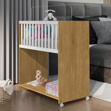 Imagem de Mini Berço Baby 2 em 1 96,5cm x 88,5cm x 45,0cm Marrom/Nature/Branco -