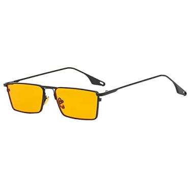 Imagem de Óculos de sol masculinos vintage pequenos retângulos de metal hip pop feminino óculos de sol de luxo steampunk quadrados óculos de sol clássicos, c07 preto laranja, china