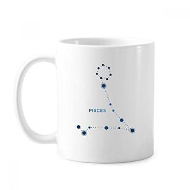 Imagem de Caneca de cerâmica com o signo do zodíaco da constelação de Peixes, xícara de porcelana de café