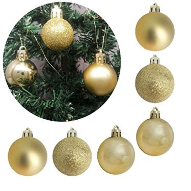 Imagem de Kit 15 Mini Bolas Natal Dourada Glitter, Fosca, Lisa 3cm - Master Christmas