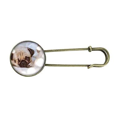 Imagem de Bulldog Pet Animal Lonely Imagem Retrô Broche de Metal Clipe Joias