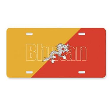 Imagem de DIYthinker Placa de carro com nome da bandeira do Butão em aço inoxidável para decoração de carro