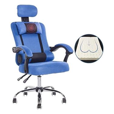 Imagem de Cadeira de escritório Cadeira giratória elevatória Cadeira executiva reclinável Cadeira fácil ergonômica Cadeira de computador de escritório Cadeira de jogos Assento estofado (cor: azul) hopeful