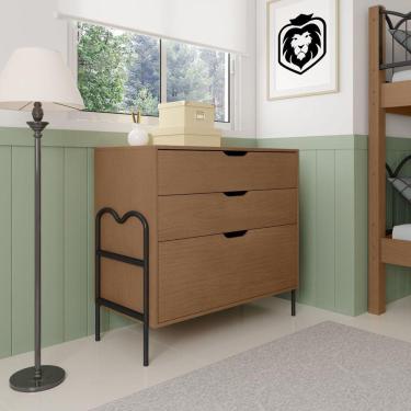 Imagem de Cômoda Moderna 3 Gavetas 94x79cm Oasis Preto/Marrom