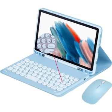Imagem de Capa para Galaxy A9+ Plus de 11 polegadas (SM-X210/X216/X218), com teclado ABNT2 Bluetooth sem fio captado e magnético, suporte para S Pen, fólio (Azul)