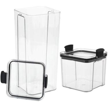 Imagem de Pote Hermetico Acrilico Transparente Kit 2 Unidades Tampa Veda Trava M