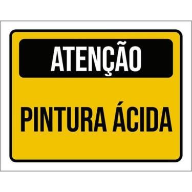 Imagem de Kit 5 Placas Atenção Pintura Ácida 36X46 - Sinalizo