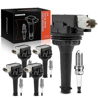 Imagem de A-Premium Conjunto de 5 bobinas de ignição e velas de ignição de irídio compatíveis com Volvo S60 2012 2,5L, C30 2007-2010 2,4L, S40 2004-2010 2,4L, V50 2005-2010 2,4L