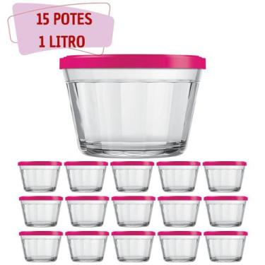 Imagem de Kit Potes Americano Tampa Sortida Grande Alimentos 1L - 15Un - NADIR F