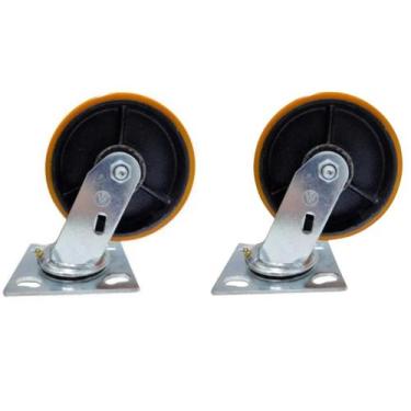 Imagem de Kit 2 Rodízio Giratório Ajax Poliuretano Carrinho 4'' 300kg