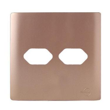 Imagem de Placa Para 2 Tomadas Com Suporte 4X4 - Novara Ouro Rose - Dicompel Nov