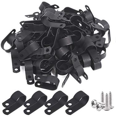Imagem de Glarks 120 peças de parafuso de nylon preto de 5/8 polegadas de montagem tipo R grampo de fio com 120 parafusos para fio, cabo, conduíte e kit de conduíte de cabo (preto)