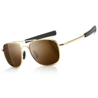 Imagem de Óculos de Sol SUNGAIT SGT285 JKC Aviator Polarizados - Dourado/Marrom