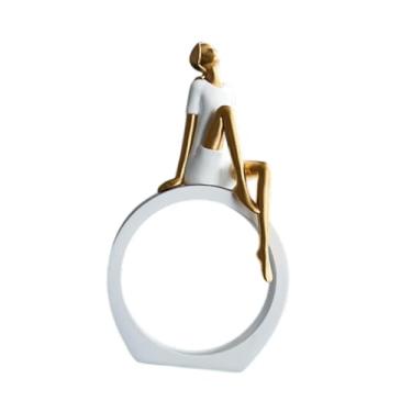 Imagem de Wswqop MENINAS MULHERINAS ESTÁTUA de CAFE de CAFE ELEGANTES Mesa CentralPieces Gabinete Estudar Sala Desktop Modern Decoration Sculpture, Pensador Branco