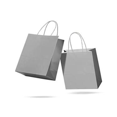 Imagem de Sacola de Papel Kraft Colorido Reforçada Com Alça Torcida P 18 x 22 x 9cm 10 unidades (Prata)