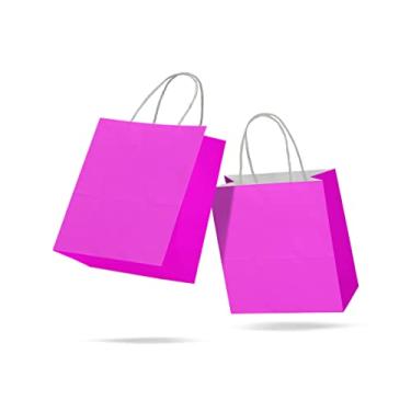 Imagem de Sacola de Papel Kraft Colorido Reforçada Com Alça Torcida PP 15 x 16,5 x 7cm 100 unidades (Rosa Pink)