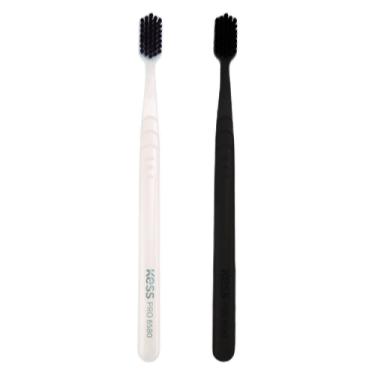 Imagem de Pack Com 2 Escovas Dentais Kess Pro 6580 Extras Macias Preto e Branco