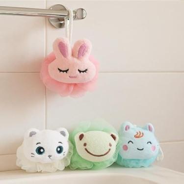 Imagem de Kit 4 Esponja Infantil Divertida com Pelúcia Torne o Banho da Criança Mais Alegre e Confortável