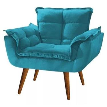 Imagem de Poltrona Opala Decorativa Reforçada Recepção Suede - JMDECOR, azul tif