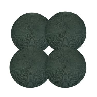 Imagem de Jogo Americano Redondo 4 Lugares Fresno Espiral Verde Militar Sousplat