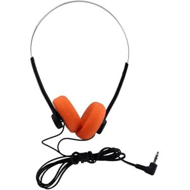 Imagem de JJLFresheners Fones de ouvido intra-auriculares retrô laranja, fones de ouvido estéreo com fio, leve e portátil com faixa de cabeça ajustável, fones de ouvido abertos e fones de ouvido