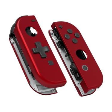 Imagem de eXtremeRate – Caixa de controle portátil Joycon (Versão D-Pad) com botões completos, capa de reposição DIY para Nintendo Switch Joy-Con – Console Shell não incluído, Vermelho, Joycon Shell and Buttons - Dpad Version
