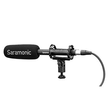 Imagem de Saramonic Microfone Shotgun T3 Pro com íon de lítio, suporte de choque, para-brisa, cabo XLR, capa e mais (SOUNDBIRDT3), cardioide de 11,2 polegadas