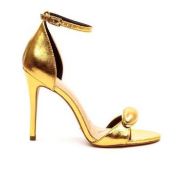 Imagem de Sandalia Cecconello Couro Ouro     Feminino-Feminino