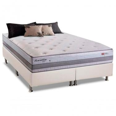 Imagem de Conjunto: Box + Colchão Herval Sensation Molas Maxspring King Size 193x203x77