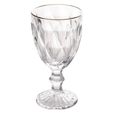 Imagem de Taça De Água Com Filete Dourado Diamond Lyor 325ml - Vidro