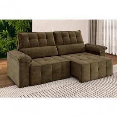 Imagem de Sofá Santiago 2,20m Retrátil/reclinável Suede Marrom - Xflex Sofás