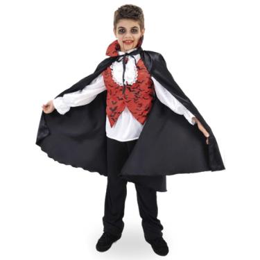 Imagem de Fantasia Halloween Infantil Drácula Com Capa E Colete Tamanho G