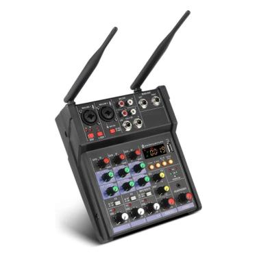 Imagem de Mesa De Som 4 Canais 2 Microfone Home Mixer Bluetooth Usb 5V