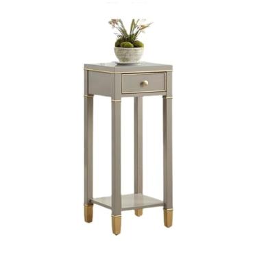 Imagem de Expositores de Bonsai Suporte decorativo para plantas moderno e luxuoso, com gaveta e base dupla de madeira Base de ornamento(Grande)