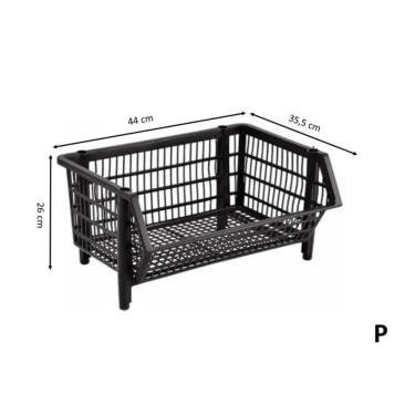 Imagem de Cesto Plástico Empilhável Pequeno - Preto 43Lx35P