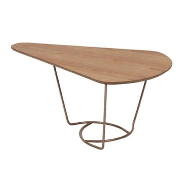 Imagem de Mesa Centro Bela Gota Madeira Amêndoa Estrutura Ferro Cobre 81cm - 698