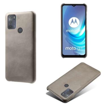 Imagem de Capa para MOTO G50,Proteção contra quedas,Casca de volta de cor sólida simples,Design de couro de imitação de plástico-Gray