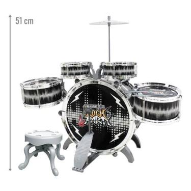 Imagem de Brinquedo Bateria Infantil Rock Party Educativo Preto - Dm Toys