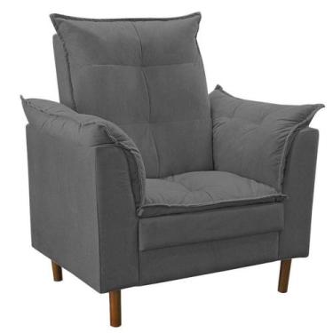 Imagem de Poltrona Decorativa Sala De Estar Quarto Leitura Azera Suede Cinza - B