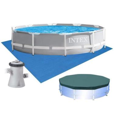 Imagem de Piscina Intex Litros Estrutural Prism Capa Bomba Filtrante 110v Forro