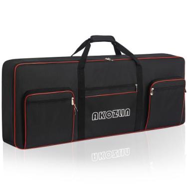 Imagem de Teclado Gig Bag AKOZLIN, piano elétrico de 61 teclas com 5 bolsos