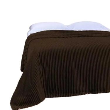 Imagem de Manta Cobertor Canelada Casal Riscada Aveludada 2,00x1,80m (marrom)